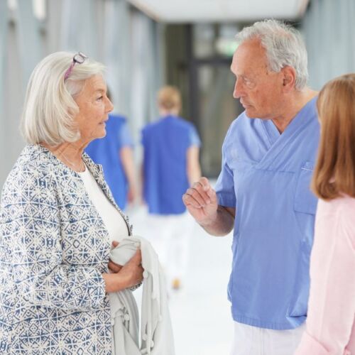 Oncologist speaking with patient